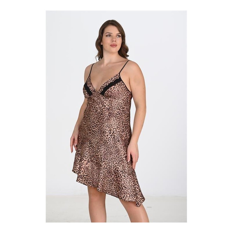 Aria's Closet Büyük Beden Leopar Gecelik 2105