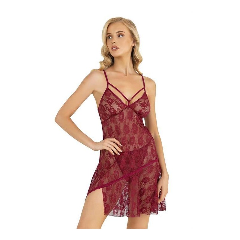 Aria's Closet Bordo Kısa Tül Gecelik 4204