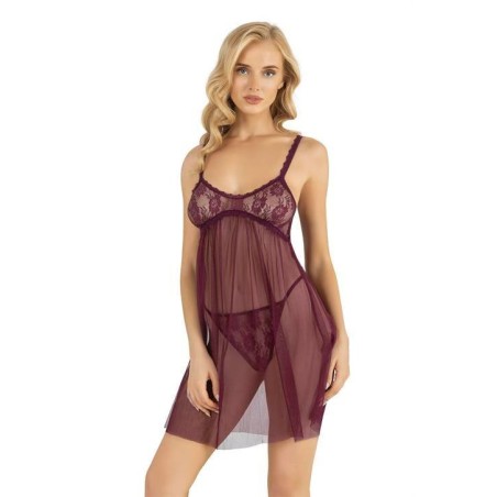 Aria's Closet Mürdüm Kısa Tül Gecelik 4206