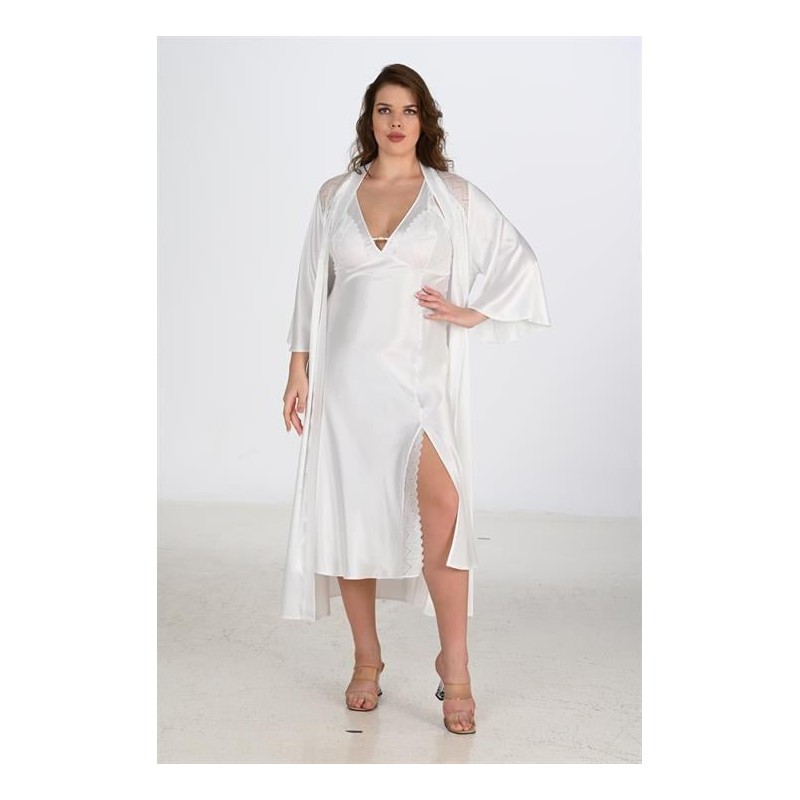 Ahu 2li Ekru Sabahlık Takımı Bigsize 6224