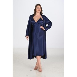 Ahu 2li Lacivert Sabahlık Takımı Bigsize 6225