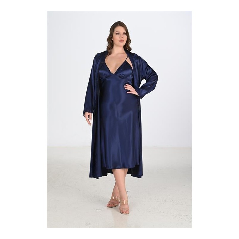 Ahu 2li Lacivert Sabahlık Takımı Bigsize 6225