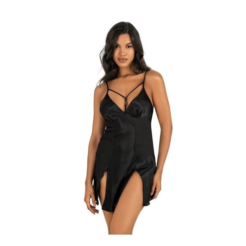 Aria's Closet Siyah Kısa Saten Gecelik 8236