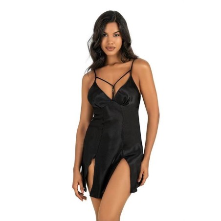 Aria's Closet Siyah Kısa Saten Gecelik 8236