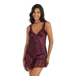 Aria's Closet Mürdüm Kısa Saten Gecelik 8238