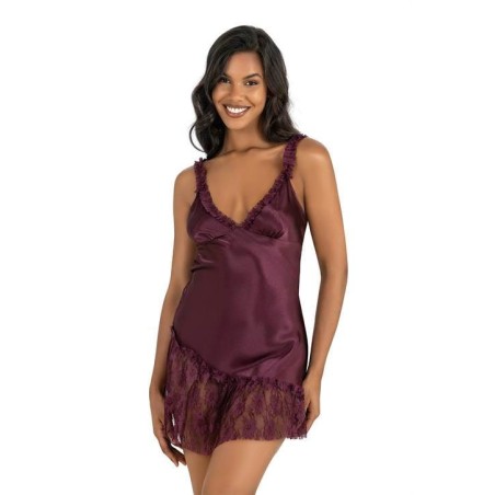 Aria's Closet Mürdüm Kısa Saten Gecelik 8238