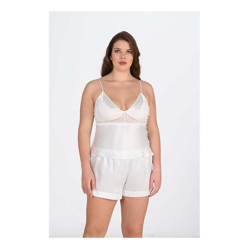 Aria's Closet Büyük Beden Ekru Şort Takımı