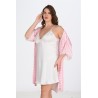 Ahu 2li Beyaz-Pembe Sabahlık Takımı Bigsize 6210