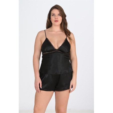 Aria's Closet Büyük Beden Siyah Şort Takımı