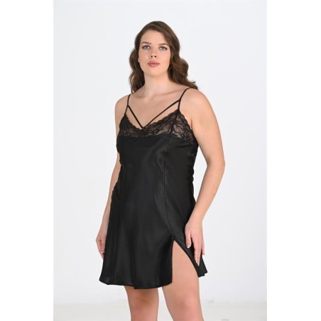 Aria's Closet Büyük Beden Siyah Gecelik 2103