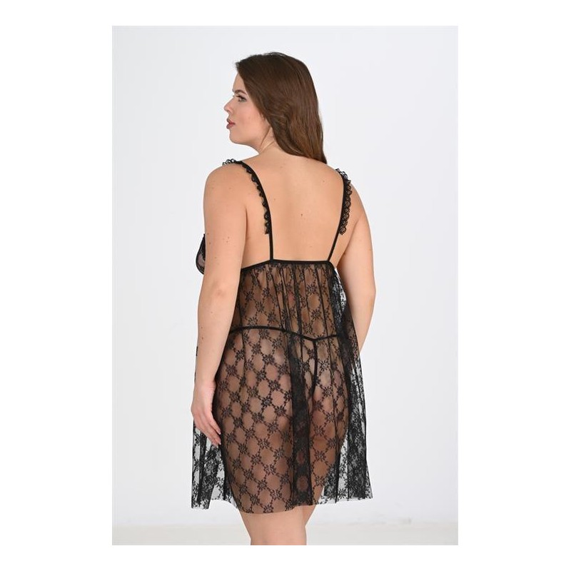 Aria's Closet Büyük Beden Siyah Gecelik 3041