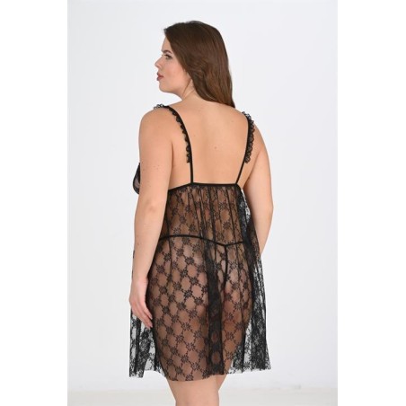 Aria's Closet Büyük Beden Siyah Gecelik 3041