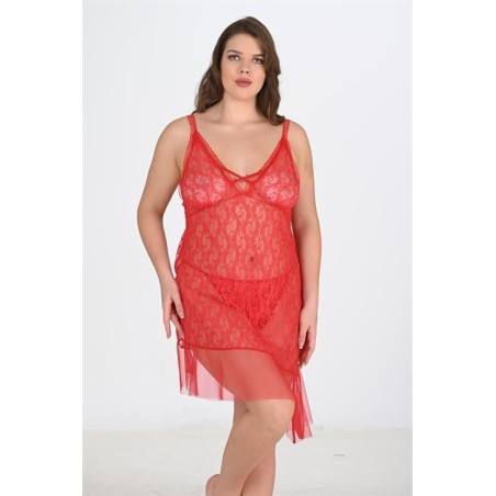 Aria's Closet Büyük Beden Kırmızı Gecelik