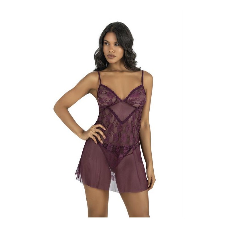 Aria's Closet Mürdüm Kısa Tül Gecelik 4201