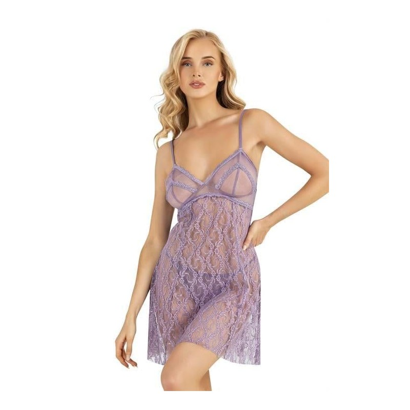 Aria's Closet Lila Kısa Tül Gecelik 4222
