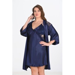 Ahu 2li Lacivert Sabahlık Takımı Bigsize 6208