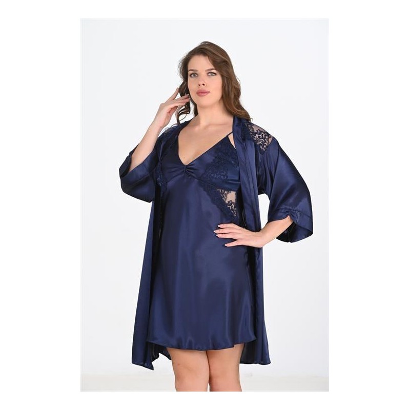 Ahu 2li Lacivert Sabahlık Takımı Bigsize 6208