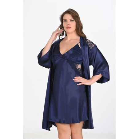 Ahu 2li Lacivert Sabahlık Takımı Bigsize 6208