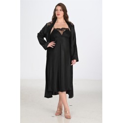 Ahu 2li Siyah Sabahlık Takımı Bigsize 6221