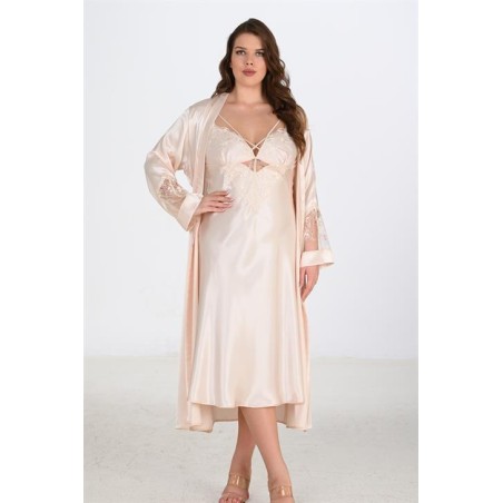 Ahu 2li Fildişi Sabahlık Takımı Bigsize 6222