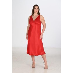 Ahu 2li Kırmızı Sabahlık Takımı Bigsize 6226