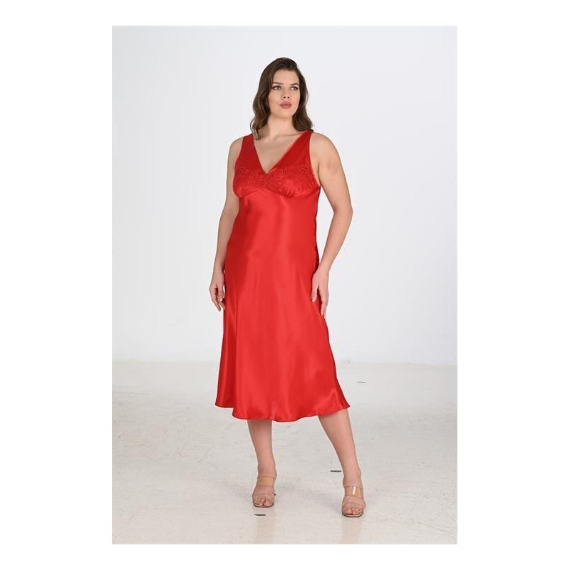 Ahu 2li Kırmızı Sabahlık Takımı Bigsize 6226