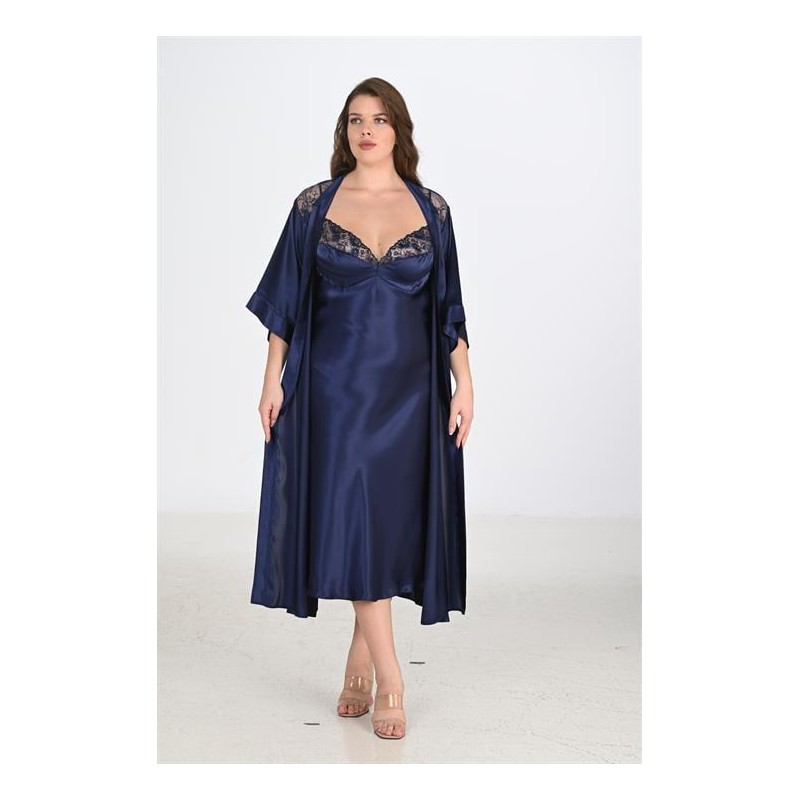 Ahu 2li Lacivert Sabahlık Takımı Bigsize 6228