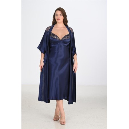 Ahu 2li Lacivert Sabahlık Takımı Bigsize 6228