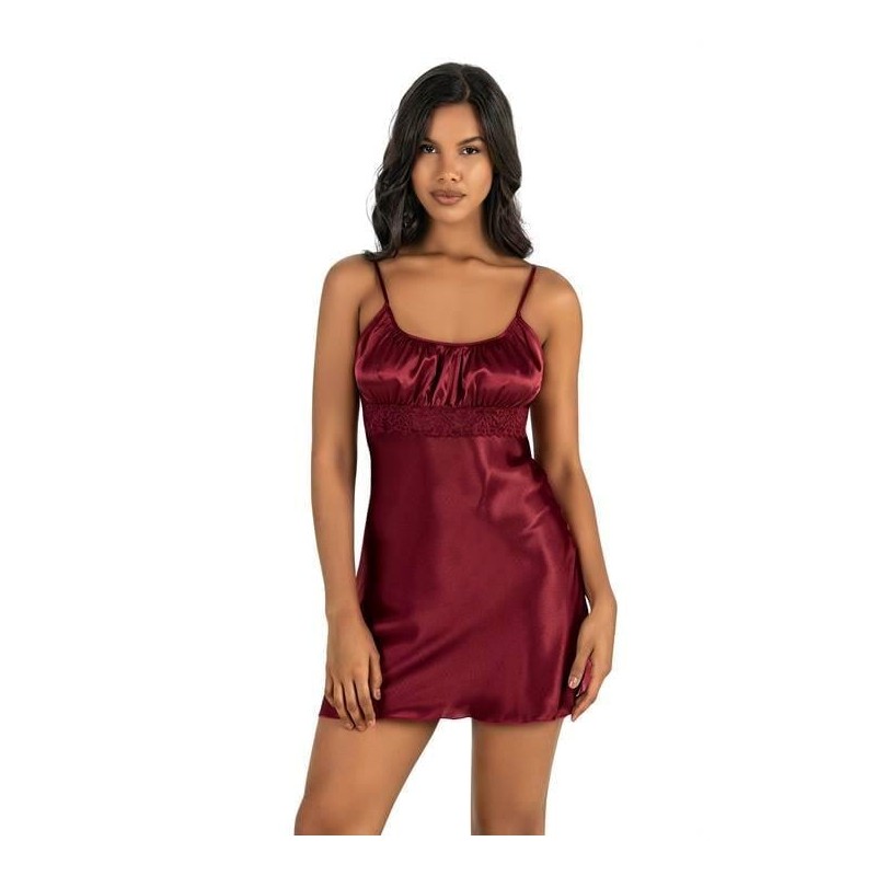 Aria's Closet Bordo Kısa Saten Gecelik 8208