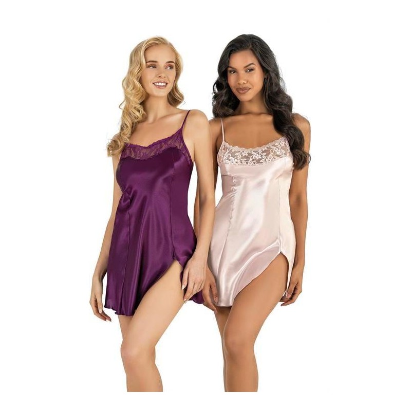 Aria's Closet Mor Kısa Saten Gecelik 8217