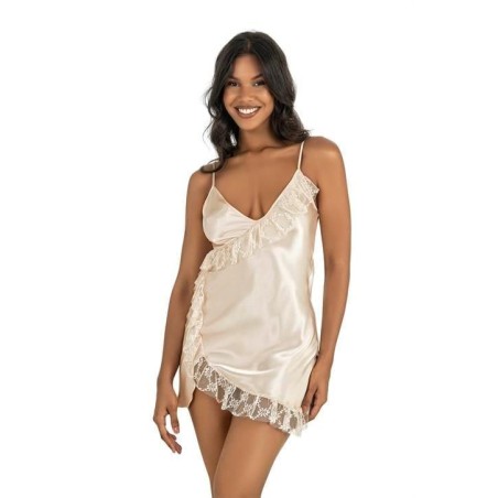 Aria's Closet Fildişi Kısa Saten Gecelik 8229