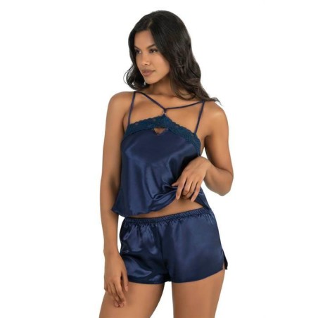 Aria's Closet Lacivert Saten Şort Takımı