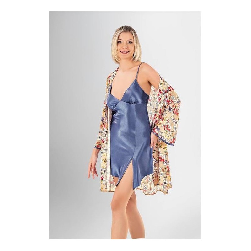 Aria's Closet 2 li Kısa Sabahlık Takımı Desenli