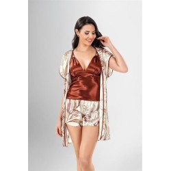 Aria's Closet 3'lü Şort Takımı Desenli Kiremit