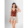 Aria's Closet 3'lü Şort Takımı Desenli Kiremit