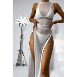 Aria's Closet Yanlardan Ayarlı Uzun Fırfırlı Fantezi Gecelik Takımı